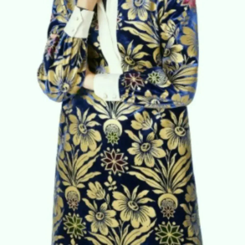 Tory Burch Thelma Floral Print Shift Dress Blue Dahlia size 6